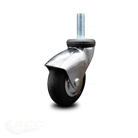 Service Caster 3 Inch Bright Chrome Hooded Neoprene Rubber 1/2 Inch Threaded Stem Caster SCC SCC-TS03S310-NPRB-BC-121315